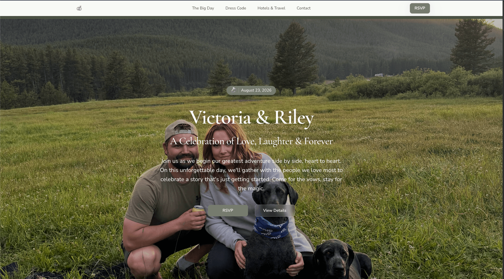 Victoria & Riley Wedding Website project screenshot